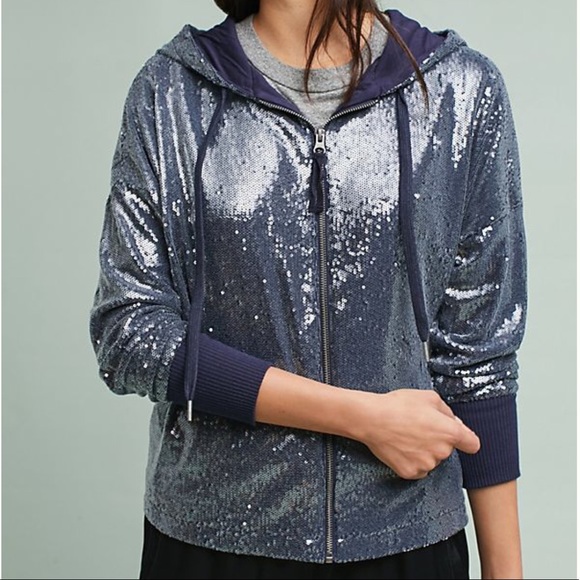 Anthropologie  Sequined Hooded Sweatshirt - Picture 2 of 7